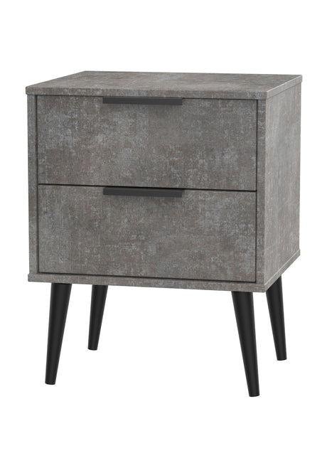 Hong Kong 2 Drawer Bedside Cabinet with Scandinavian Dark Legs