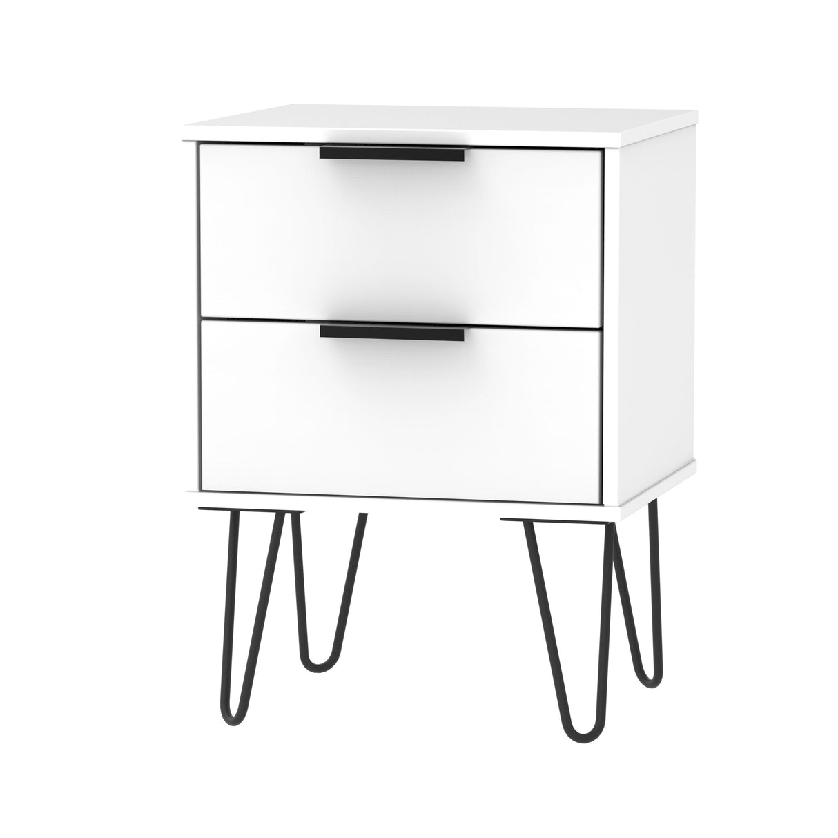 Hong Kong 2 Drawer Bedside Cabinet with Hairpin Legs