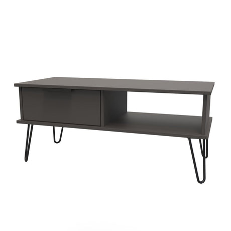 Hong Kong 1 Drawer Coffee Table with Black Hairpin Legs