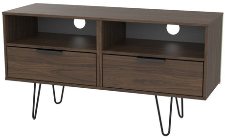 Hong Kong 2 Drawer Large Media Unit with Black Hairpin Legs