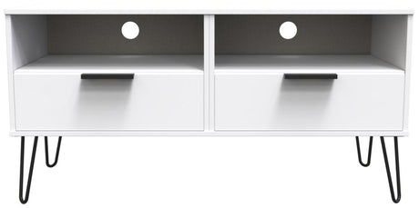 Hong Kong 2 Drawer Large Media Unit with Black Hairpin Legs
