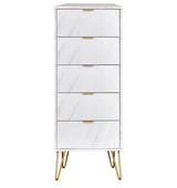 Hong Kong 5 Drawer Bedside Cabinet with Gold Hairpin Legs