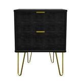 Hong Kong 2 Drawer Bedside Cabinet with Gold Hairpin Legs