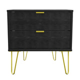 Hong Kong 2 Drawer Midi Chest with Gold Hairpin Legs