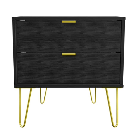 Hong Kong 2 Drawer Midi Chest with Gold Hairpin Legs