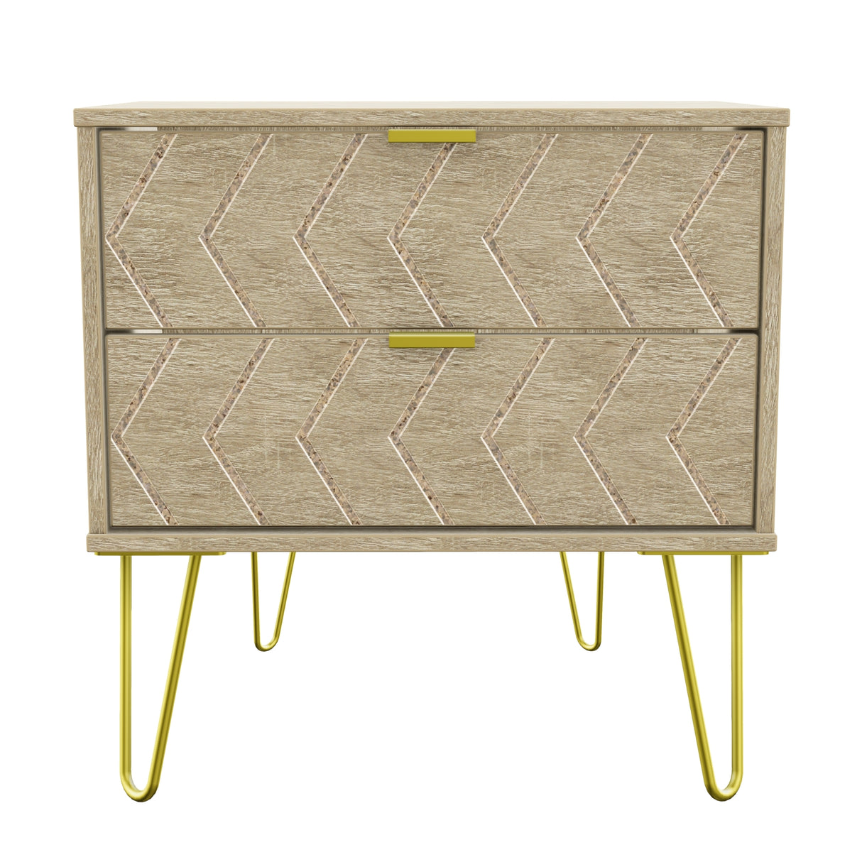 Hong Kong 2 Drawer Midi Chest with Gold Hairpin Legs