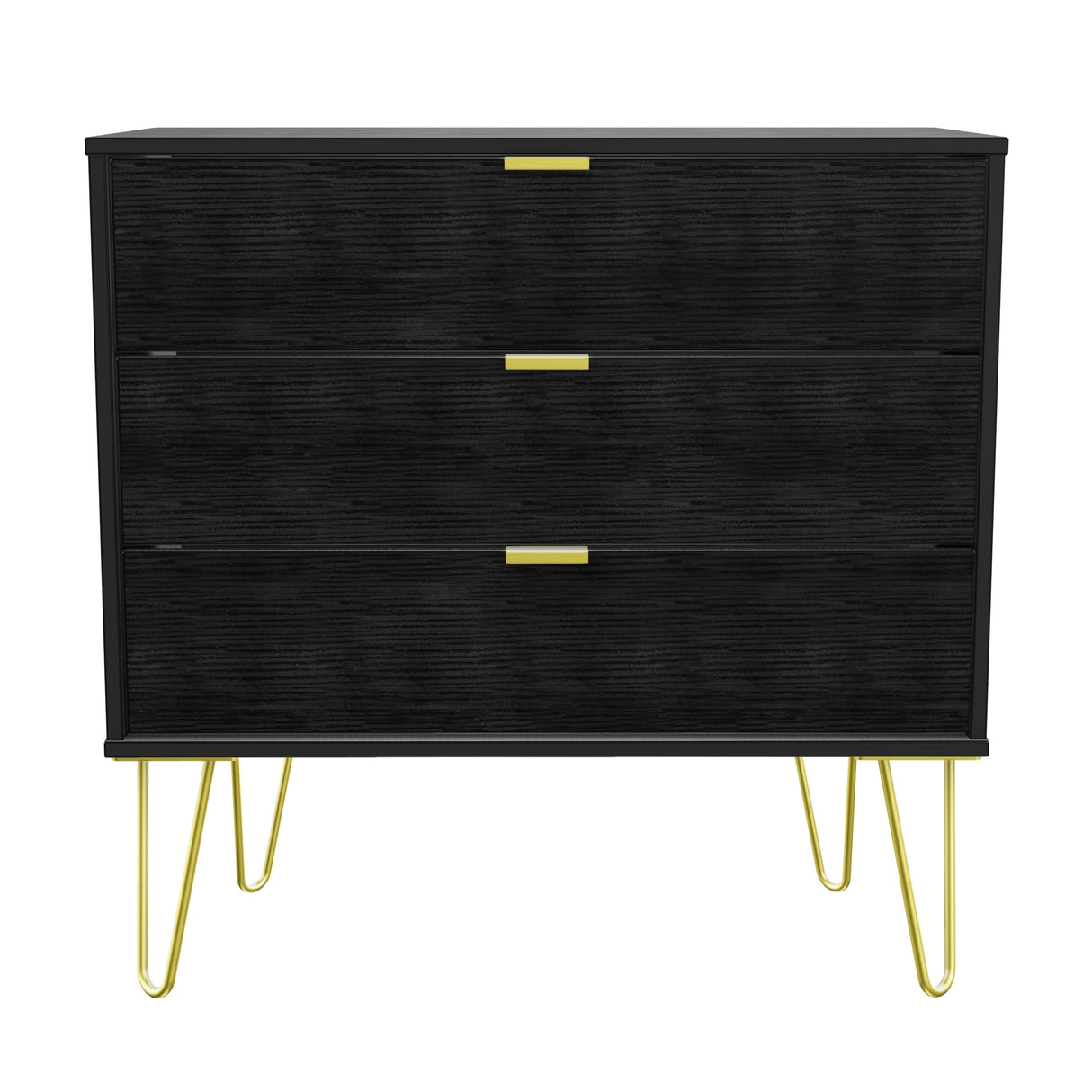 Hong Kong 3 Drawer Chest with Gold Hairpin Legs