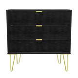 Hong Kong 3 Drawer Chest with Gold Hairpin Legs