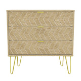 Hong Kong 3 Drawer Chest with Gold Hairpin Legs