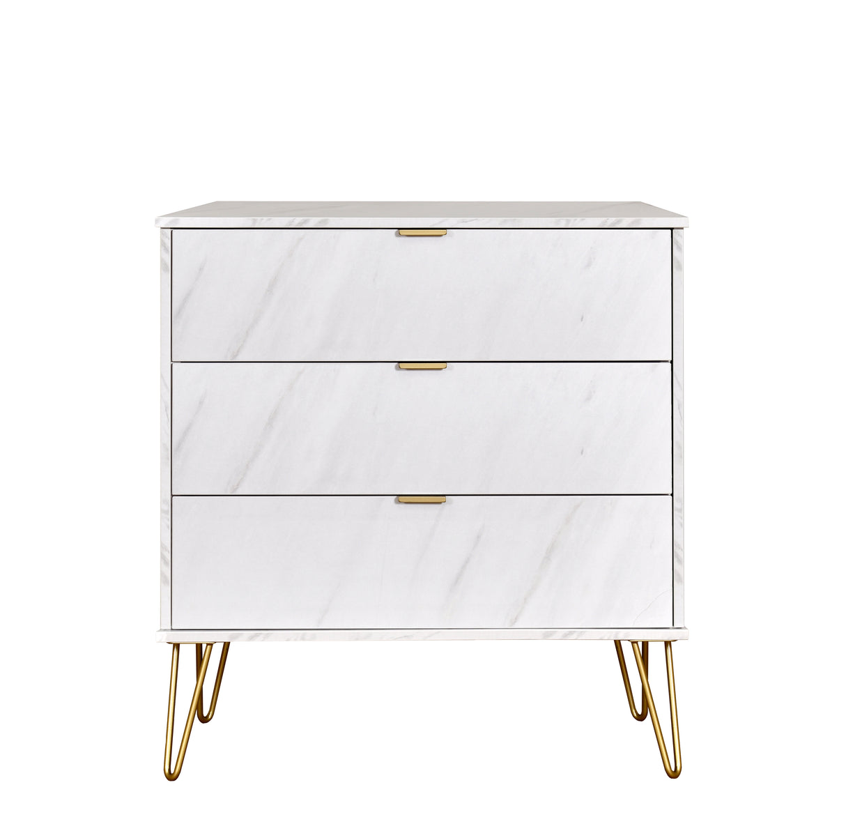 Hong Kong 3 Drawer Chest with Gold Hairpin Legs