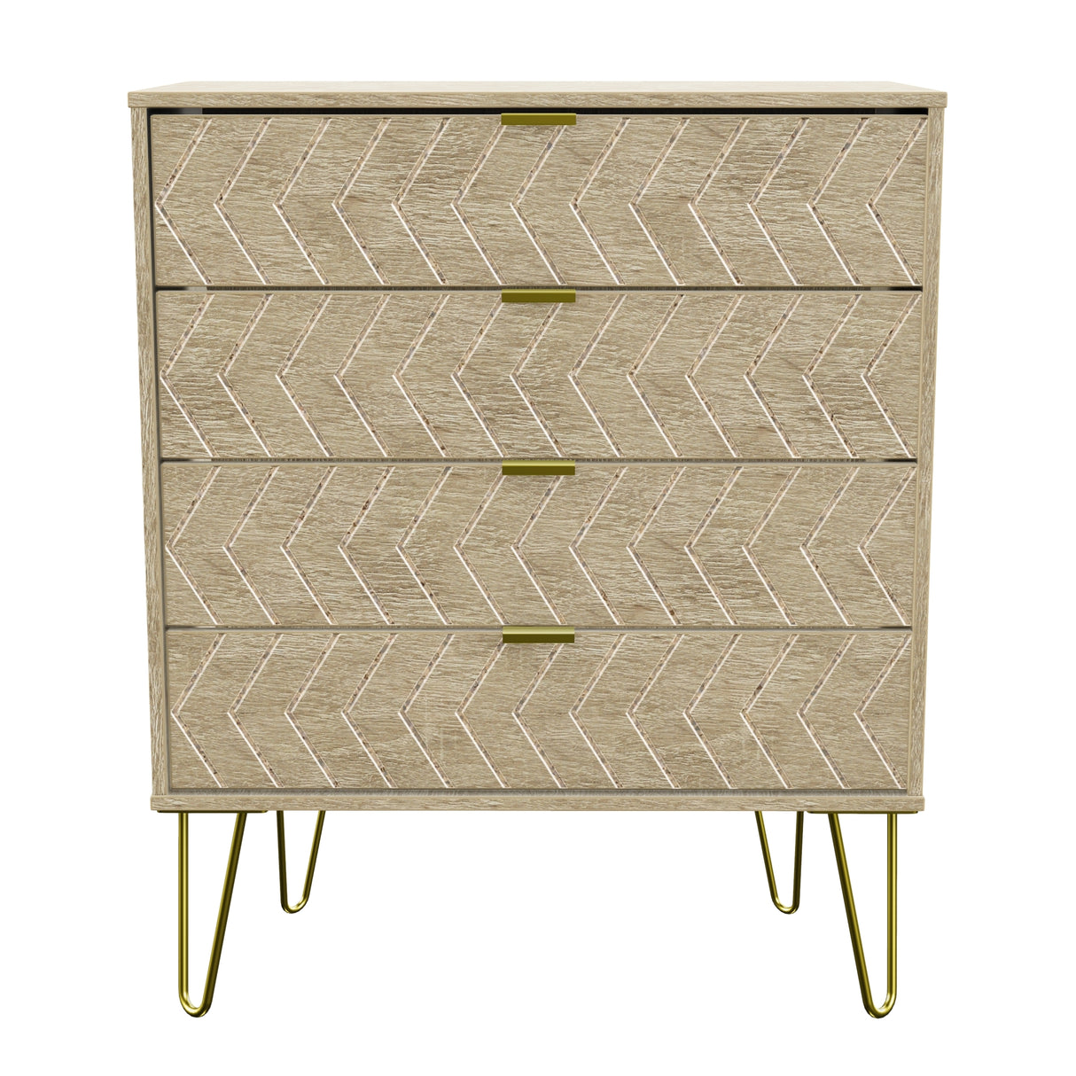 Hong Kong 4 Drawer Chest with Gold Hairpin Legs