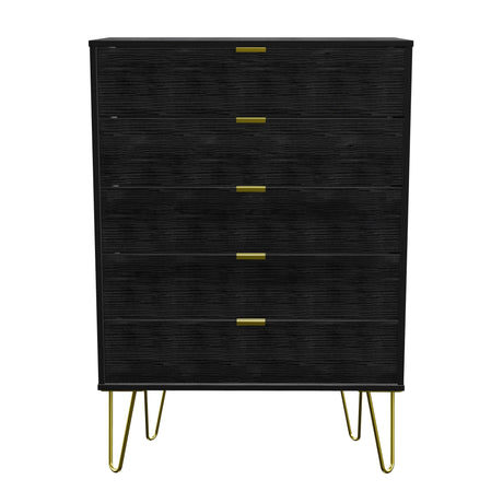 Hong Kong 5 Drawer Chest with Gold Hairpin Legs