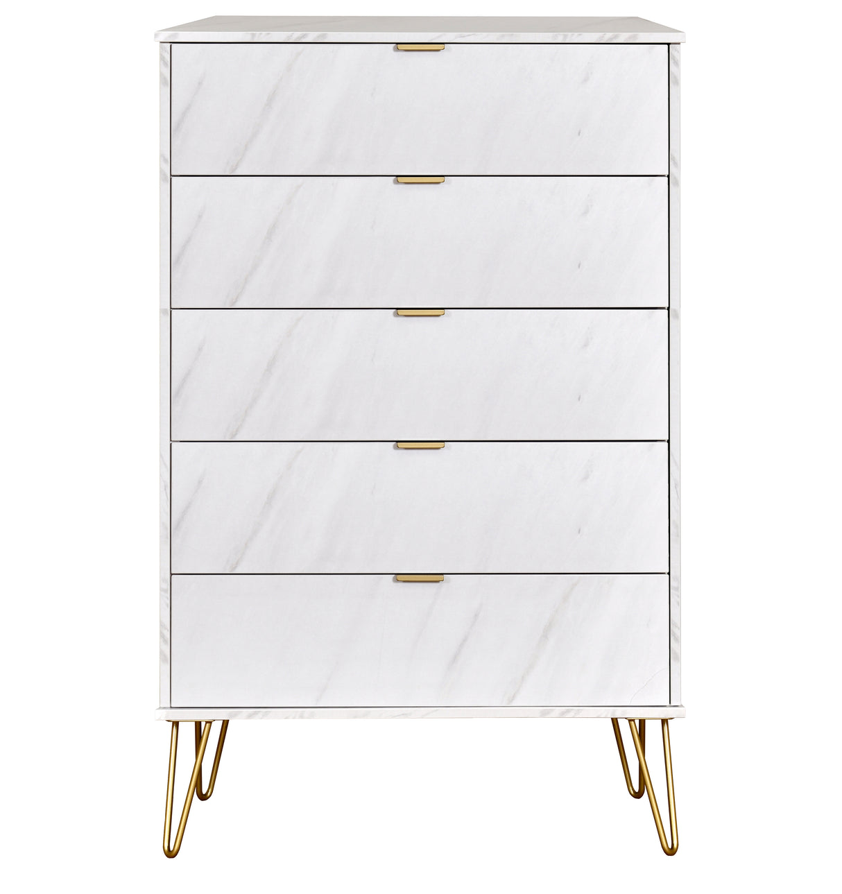 Hong Kong 5 Drawer Chest with Gold Hairpin Legs