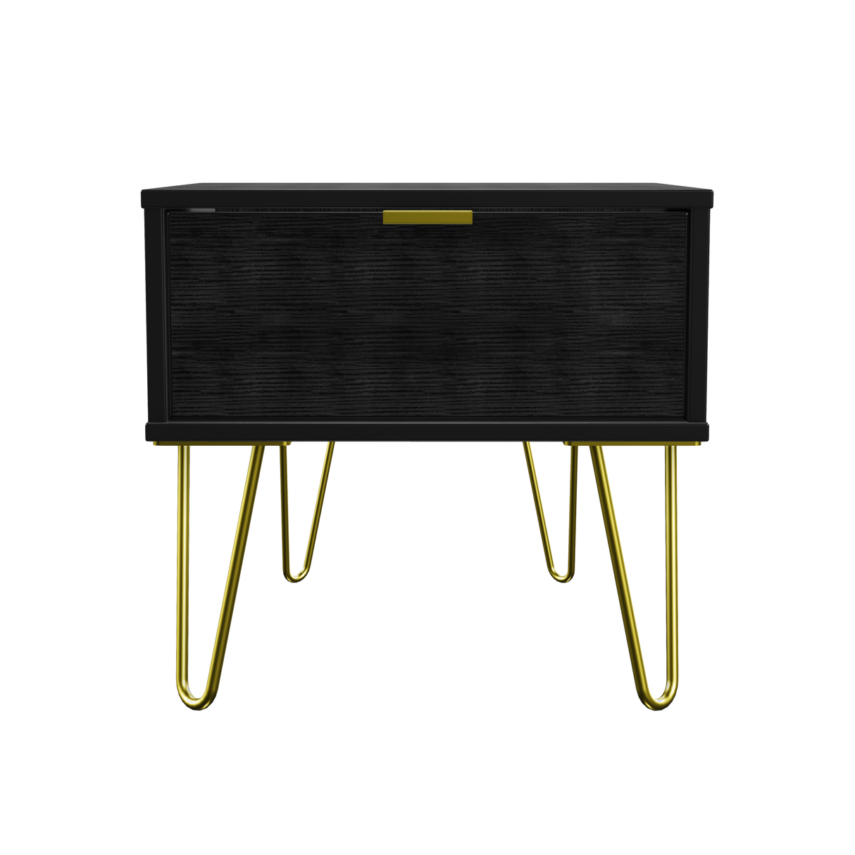 Hong Kong 1 Drawer Bedside Cabinet with Gold Hairpin Legs