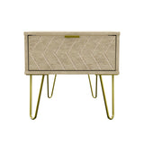 Hong Kong 1 Drawer Bedside Cabinet with Gold Hairpin Legs