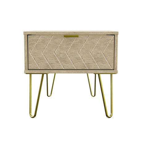 Hong Kong 1 Drawer Bedside Cabinet with Gold Hairpin Legs