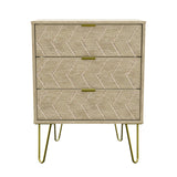 Hong Kong 3 Drawer Midi Chest with Gold Hairpin Legs