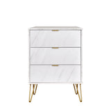 Hong Kong 3 Drawer Midi Chest with Gold Hairpin Legs