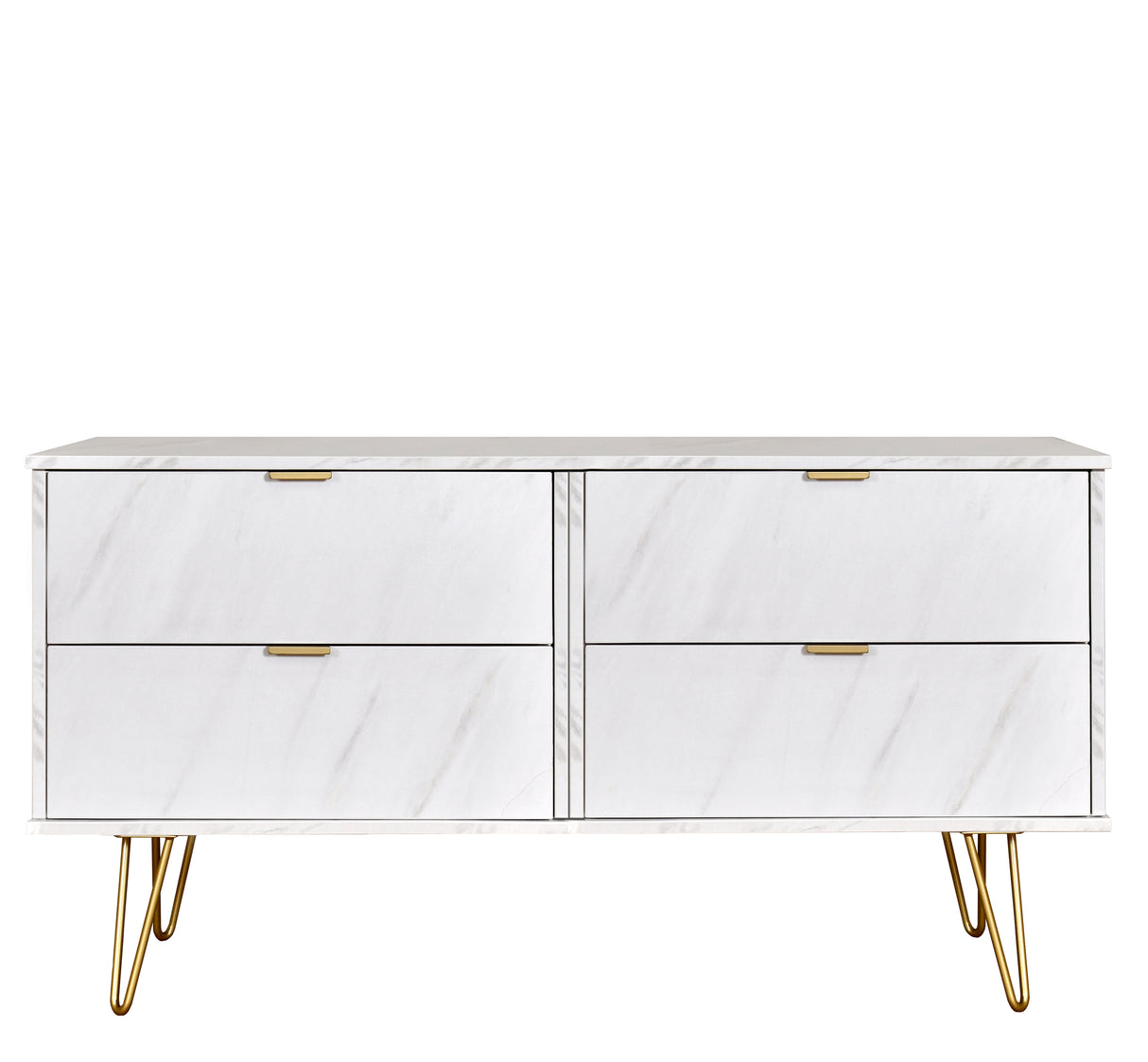 Hong Kong 4 Drawer Bed Box with Gold Hairpin Legs