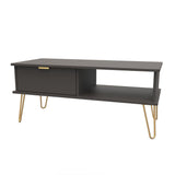 Hong Kong 1 Drawer Coffee Table with Gold Hairpin Legs