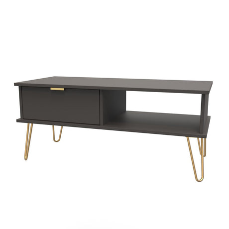 Hong Kong 1 Drawer Coffee Table with Gold Hairpin Legs
