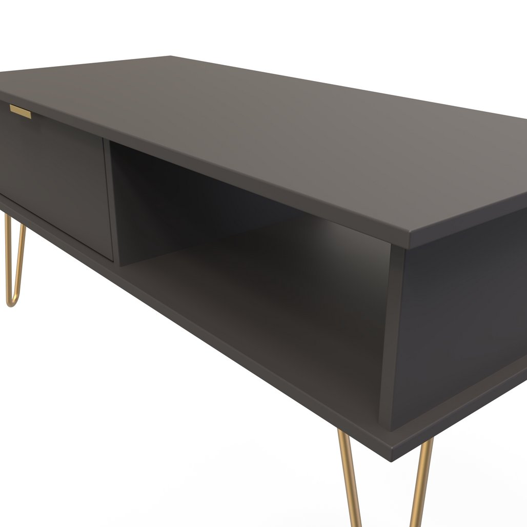 Hong Kong 1 Drawer Coffee Table with Gold Hairpin Legs