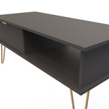 Hong Kong 1 Drawer Coffee Table with Gold Hairpin Legs