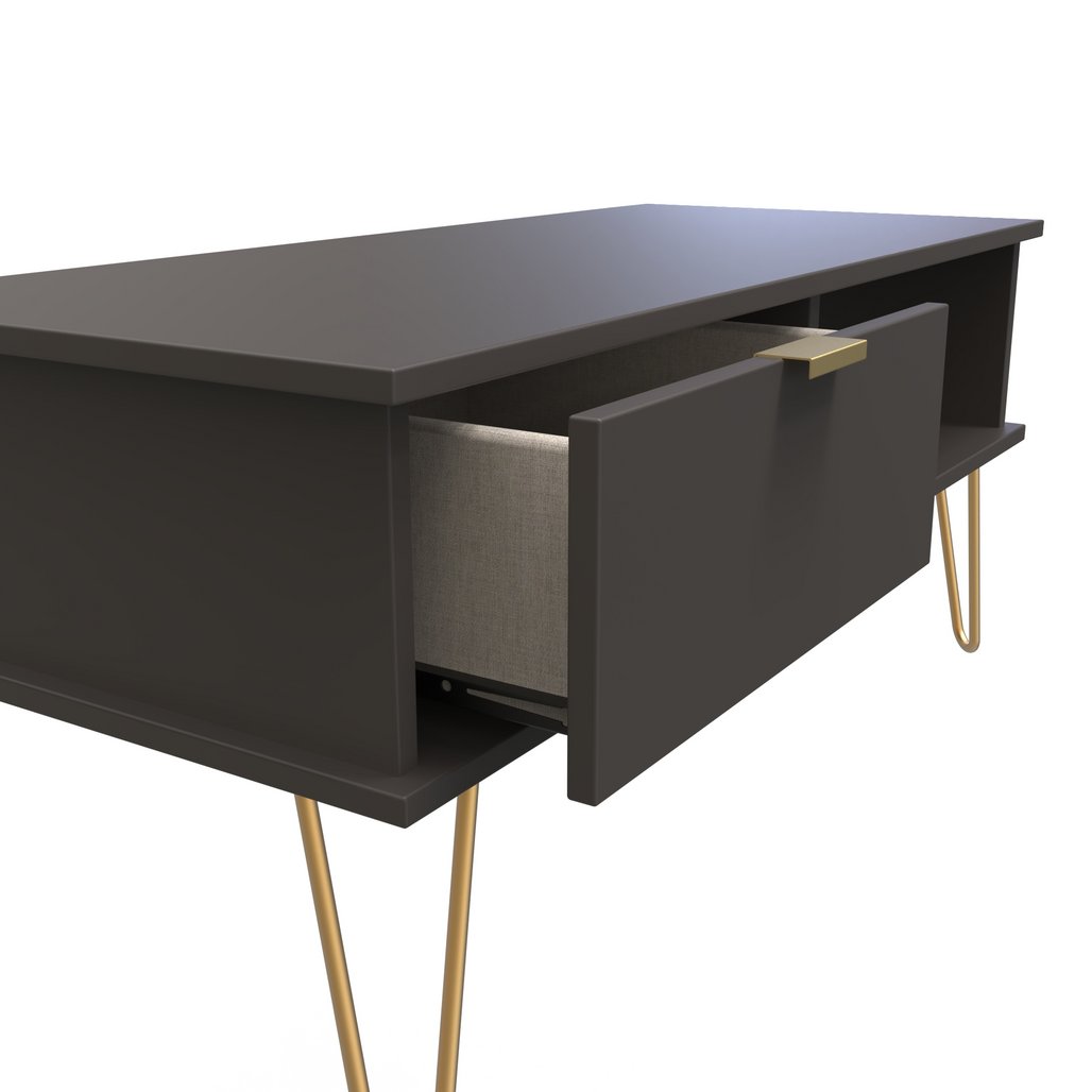 Hong Kong 1 Drawer Coffee Table with Gold Hairpin Legs
