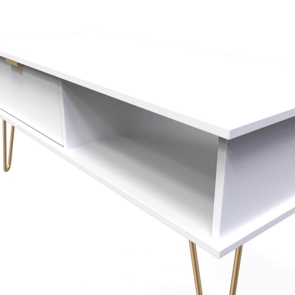 Hong Kong 1 Drawer Coffee Table with Gold Hairpin Legs
