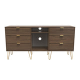 Hong Kong 6 Drawer 2 Shelf TV Unit with Gold Hairpin Legs