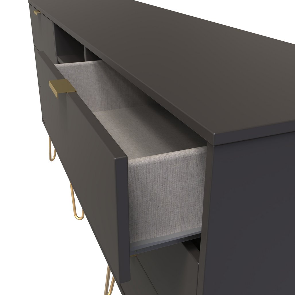 Hong Kong 6 Drawer 2 Shelf TV Unit with Gold Hairpin Legs