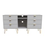 Hong Kong 6 Drawer 2 Shelf TV Unit with Gold Hairpin Legs