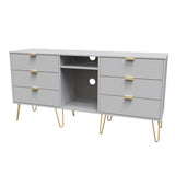 Hong Kong 6 Drawer 2 Shelf TV Unit with Gold Hairpin Legs
