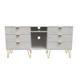 Hong Kong 6 Drawer 2 Shelf TV Unit with Gold Hairpin Legs