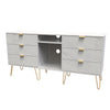 Hong Kong 6 Drawer 2 Shelf TV Unit with Gold Hairpin Legs