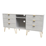 Hong Kong 6 Drawer 2 Shelf TV Unit with Gold Hairpin Legs