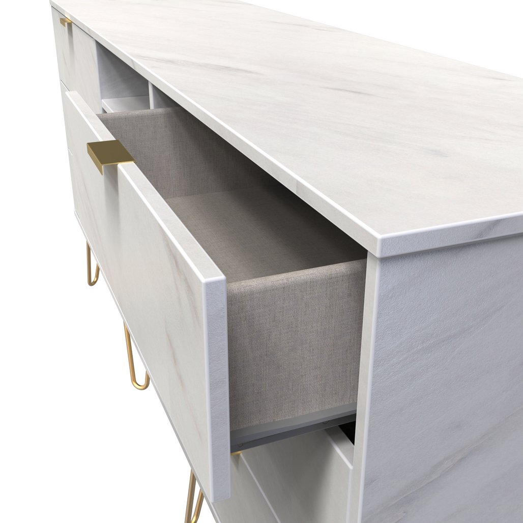 Hong Kong 6 Drawer 2 Shelf TV Unit with Gold Hairpin Legs