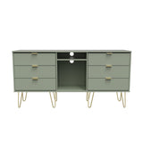 Hong Kong 6 Drawer 2 Shelf TV Unit with Gold Hairpin Legs