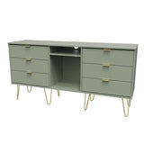 Hong Kong 6 Drawer 2 Shelf TV Unit with Gold Hairpin Legs