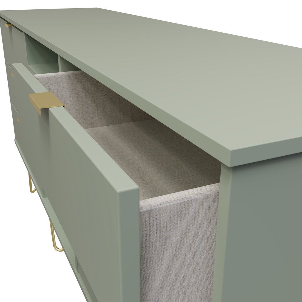 Hong Kong 6 Drawer 2 Shelf TV Unit with Gold Hairpin Legs
