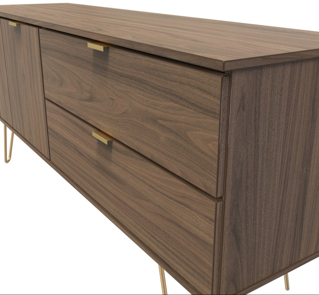 Hong Kong 2 Door 2 Drawer Sideboard with Gold Hairpin Legs