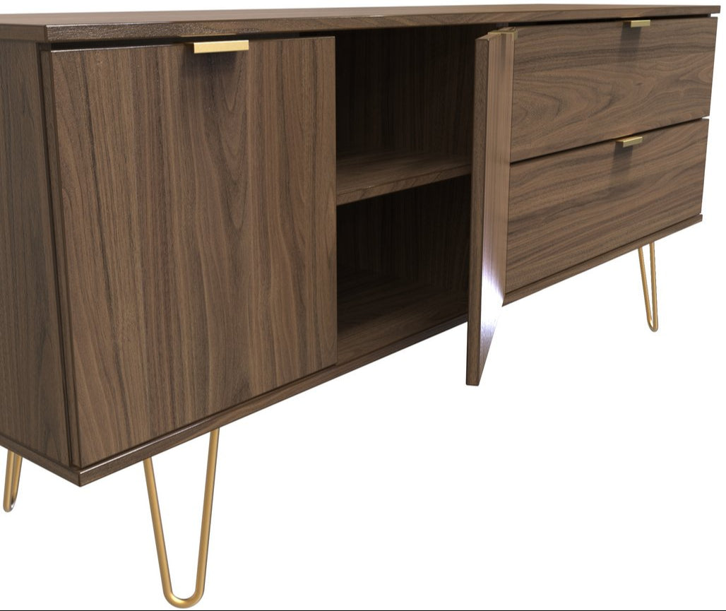 Hong Kong 2 Door 2 Drawer Sideboard with Gold Hairpin Legs