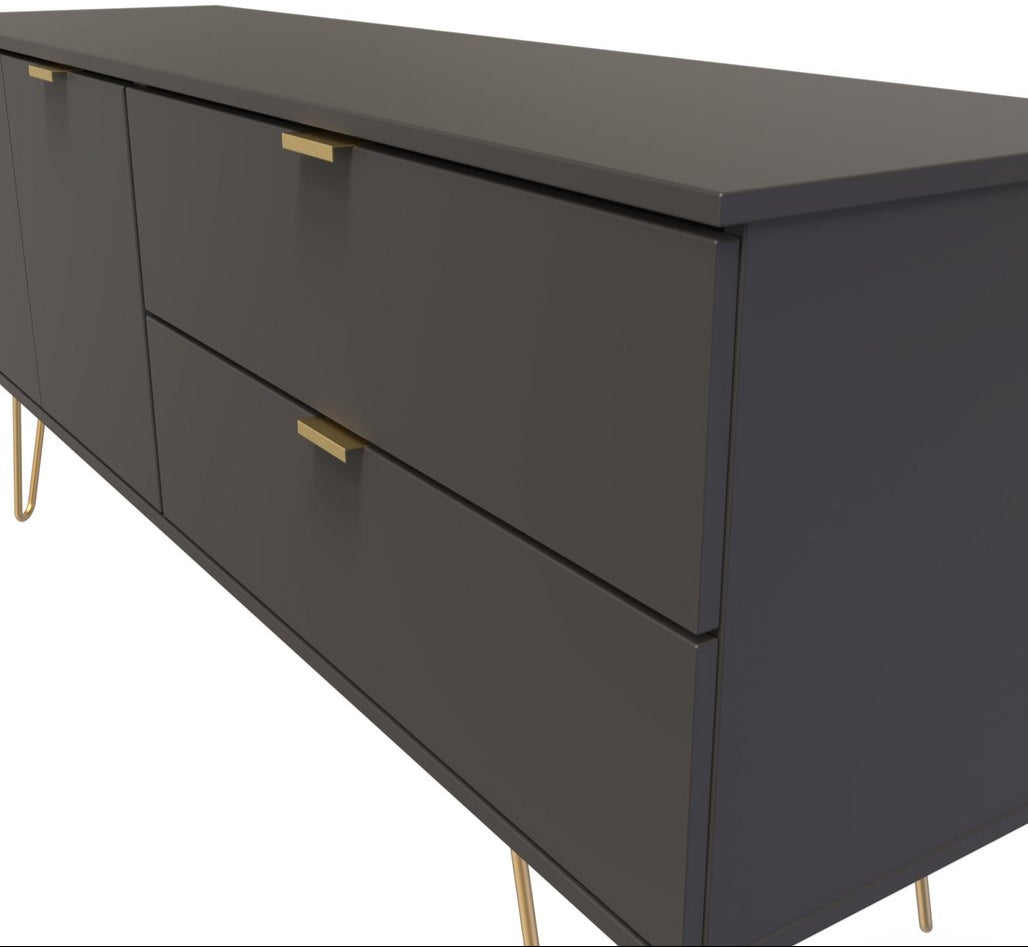 Hong Kong 2 Door 2 Drawer Sideboard with Gold Hairpin Legs