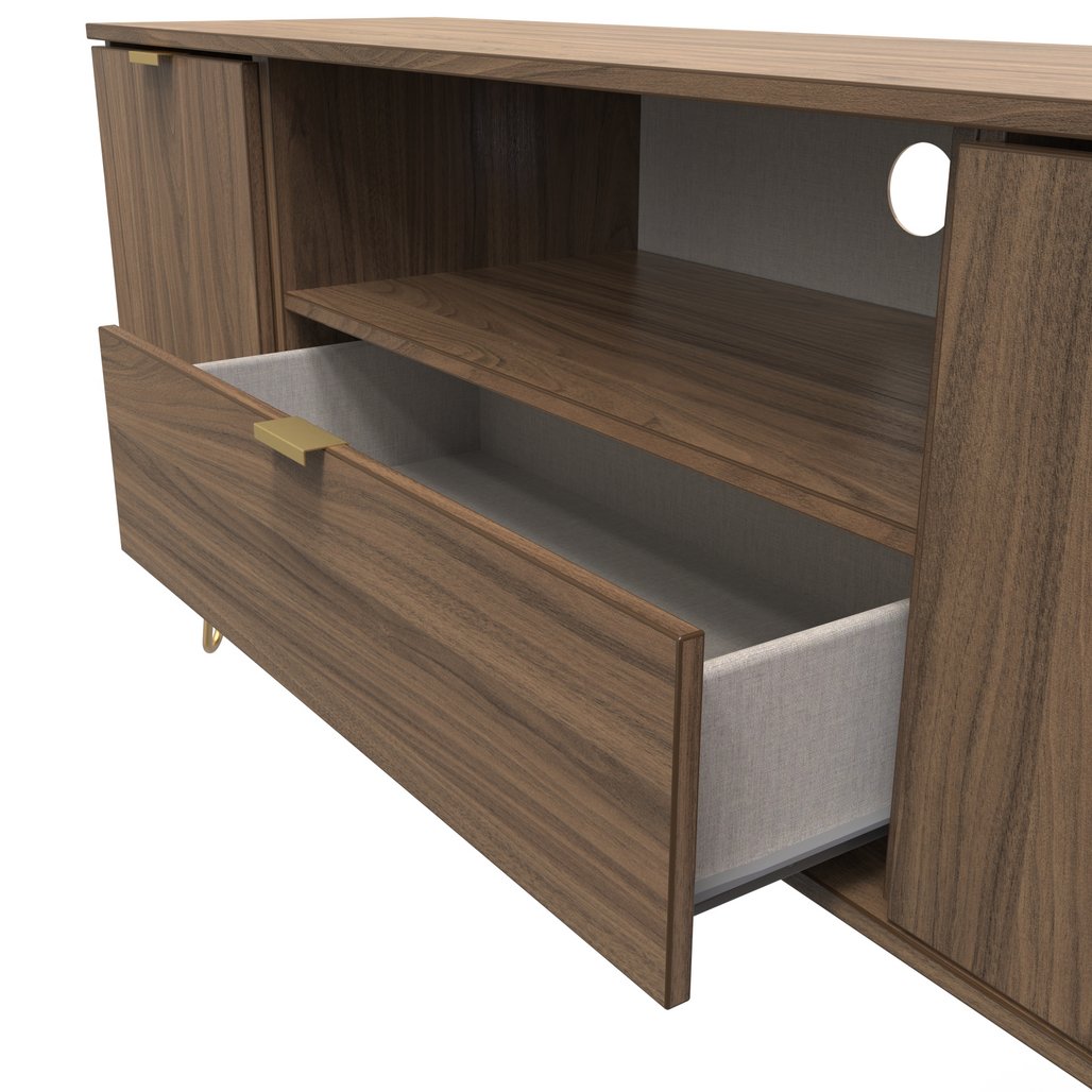 Hong Kong 2 Door 1 Drawer Wide TV Unit with Gold Hairpin Legs