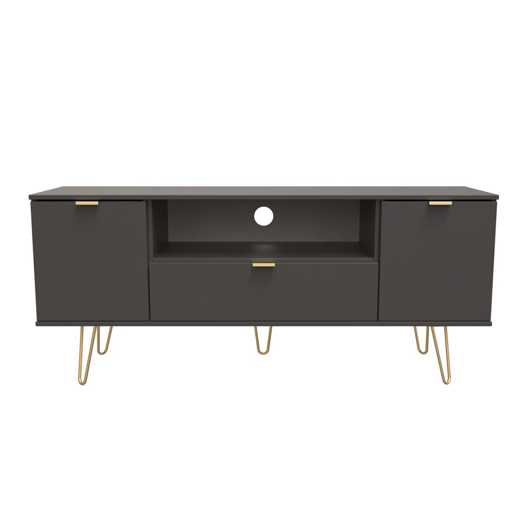 Hong Kong 2 Door 1 Drawer Wide TV Unit with Gold Hairpin Legs