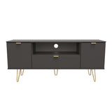 Hong Kong 2 Door 1 Drawer Wide TV Unit with Gold Hairpin Legs