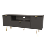 Hong Kong 2 Door 1 Drawer Wide TV Unit with Gold Hairpin Legs