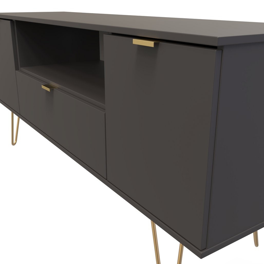 Hong Kong 2 Door 1 Drawer Wide TV Unit with Gold Hairpin Legs