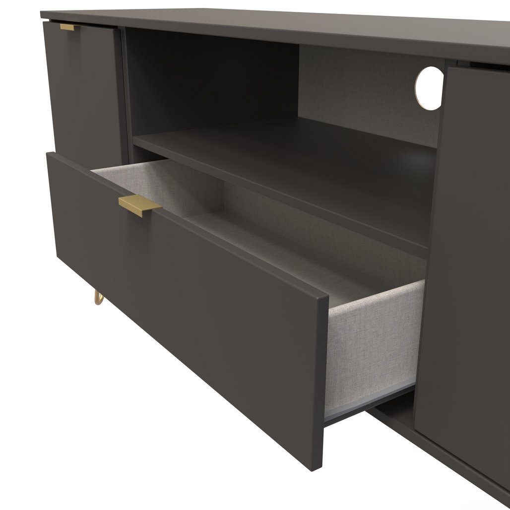 Hong Kong 2 Door 1 Drawer Wide TV Unit with Gold Hairpin Legs