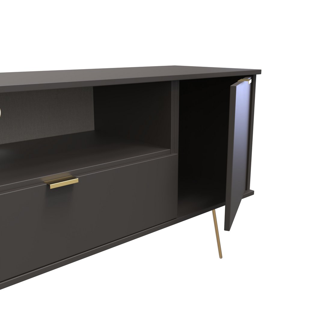 Hong Kong 2 Door 1 Drawer Wide TV Unit with Gold Hairpin Legs